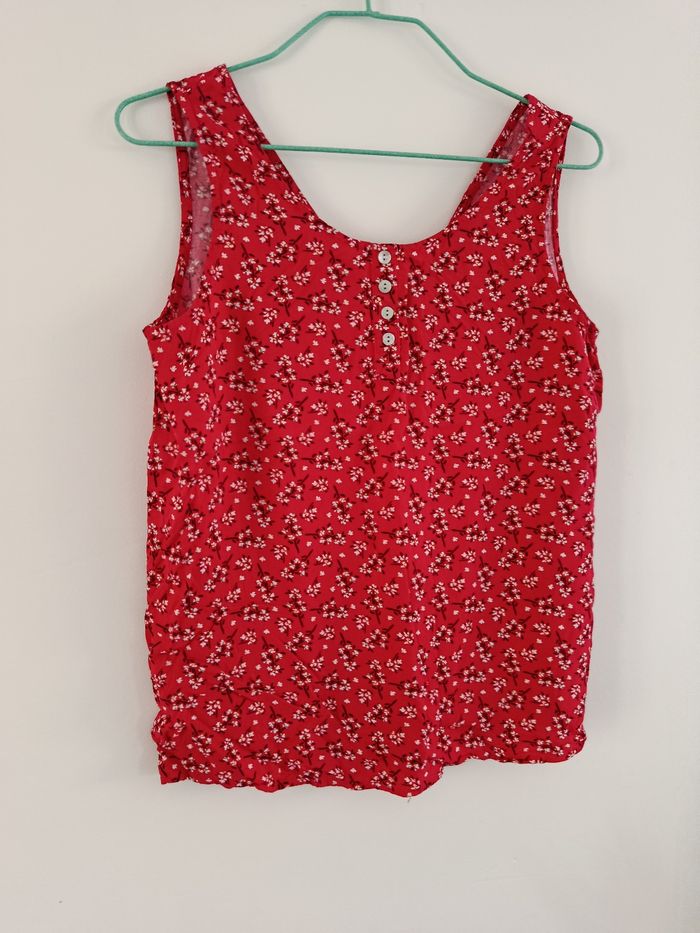 Haut rouge motif floral taille XS - photo numéro 2