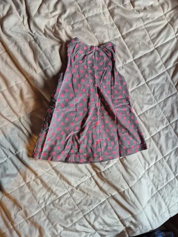 Petite robe automne hiver fille grise a pois rose - photo numéro 4