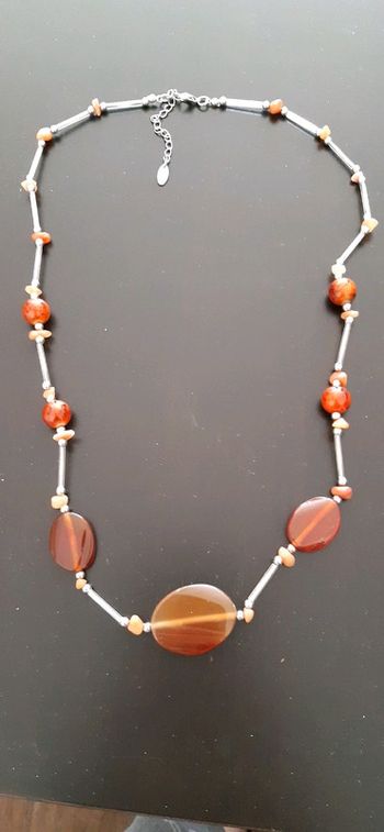 Collier perle brun/orange