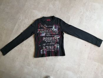 T shirt manches longues imprimé noir Taille 1 DDP