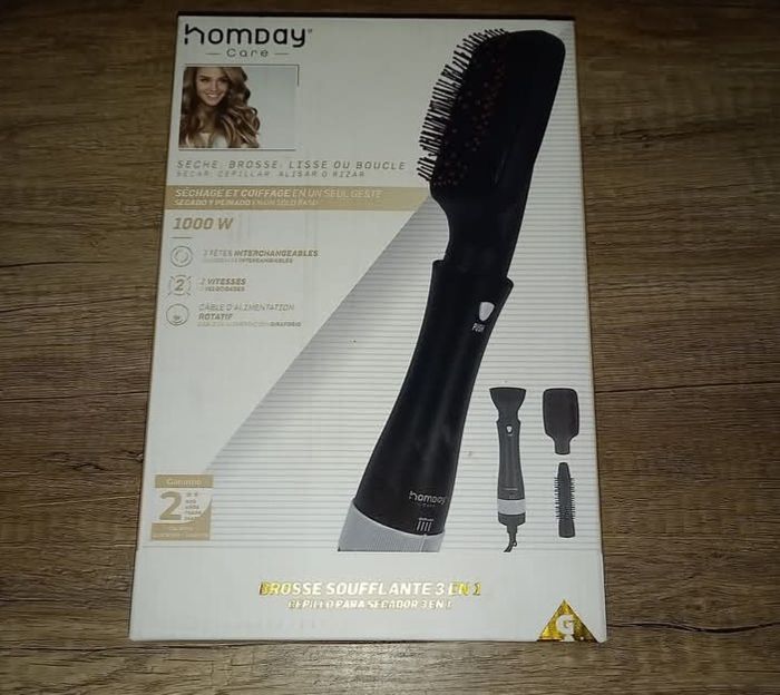 Brosse soufflante 3 en 1 . Sèche cheveux, lisse, bouche, brosse, homday care 1000 w