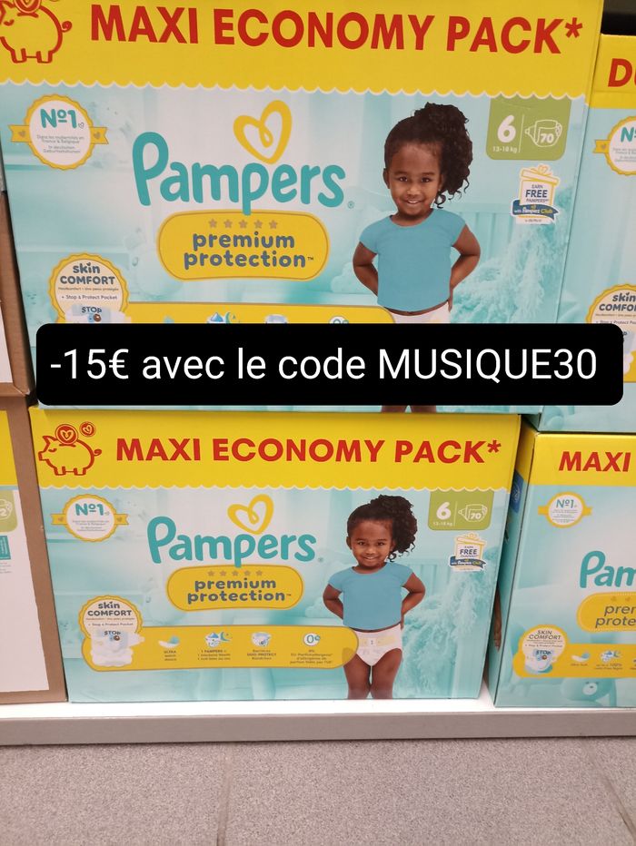 2 cartons de couches Pampers premium protection T6 taille 6