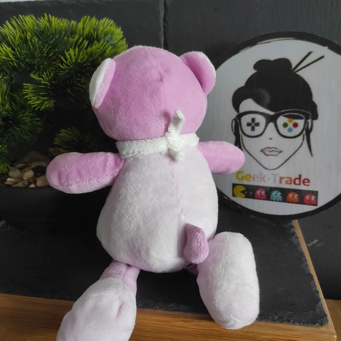 Doudou Peluche Ours Mes Petits Cailloux Rose Blanc Écharpe #geektradedoudou - photo numéro 2