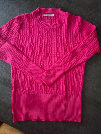 Pull torsadé rose fushia XL neuf