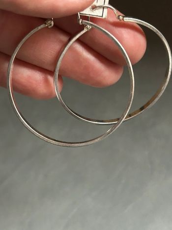 Belle paire de boucles d’oreilles «créoles » en argent massif femme TBE
