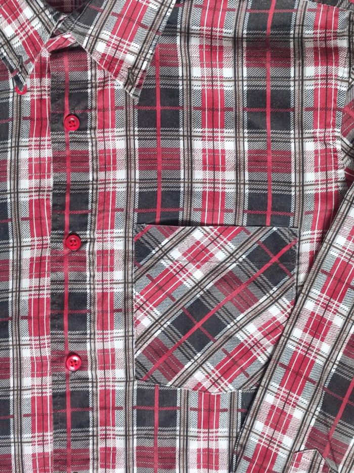 Chemise à carreaux bordeaux noir blanc - 36/S - photo numéro 3