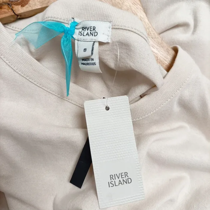 Robe longue beige River Island coupe droite t-shirt 100 % coton T34 neuve avec étiquette A1247 - photo numéro 10