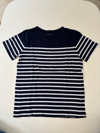 TEE shirt manches courtes marin bleu rayures blanches Monoprix 10ans