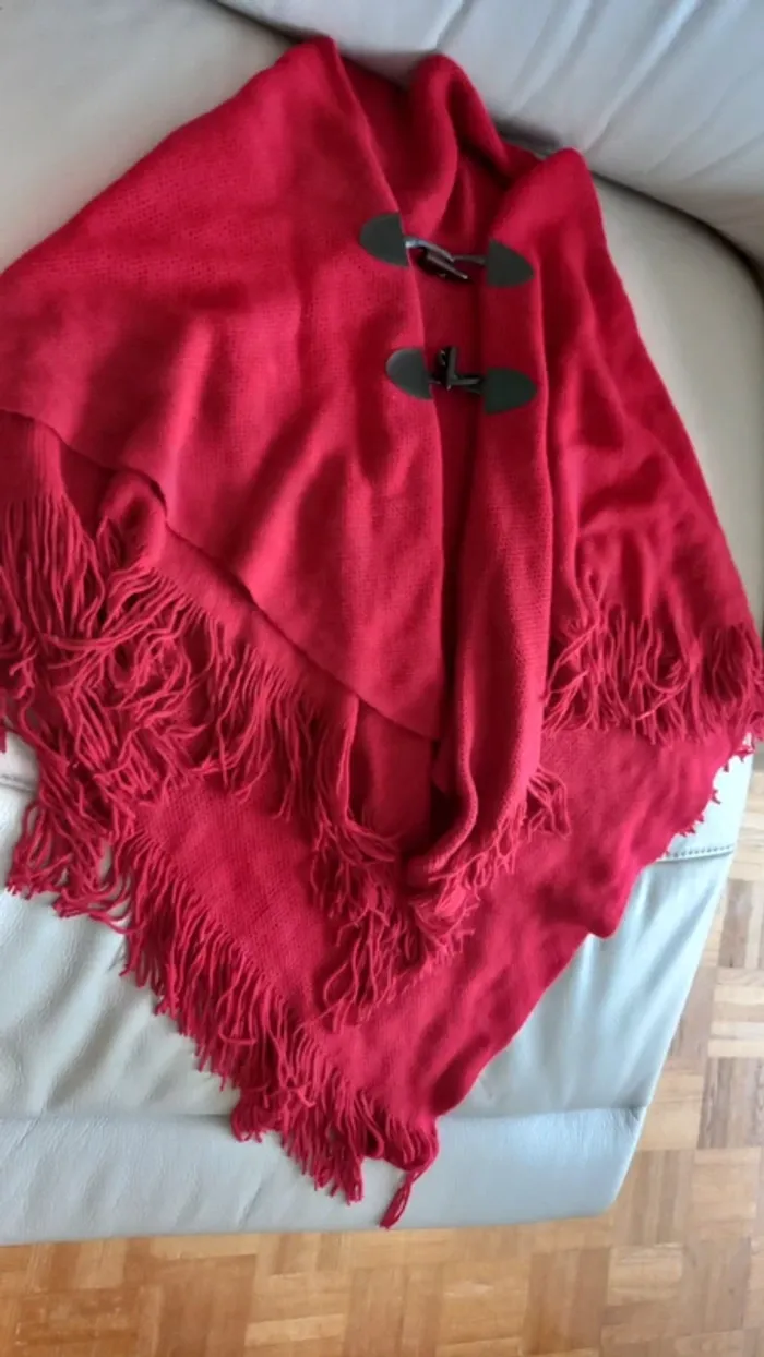 Poncho rouge avec attache taille unique