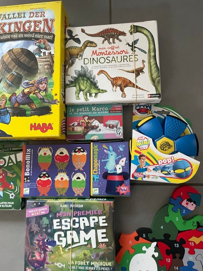 Lot 4: lot de 9 jeux jouet Djeco Nathan Haba cartes puzzle bois