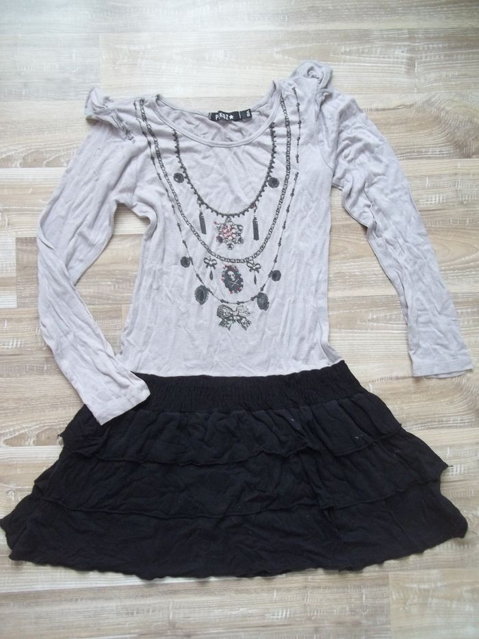 Robe viscose bijou noir et grise Punkidz 10 ans