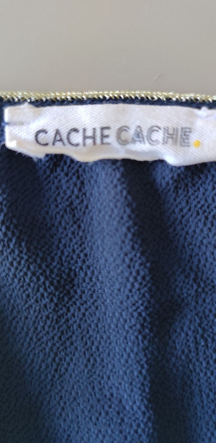 Haut Cache Cache femme taille S Bleu marine Manches longues Encolure V Bon état Chic fluide - photo numéro 6