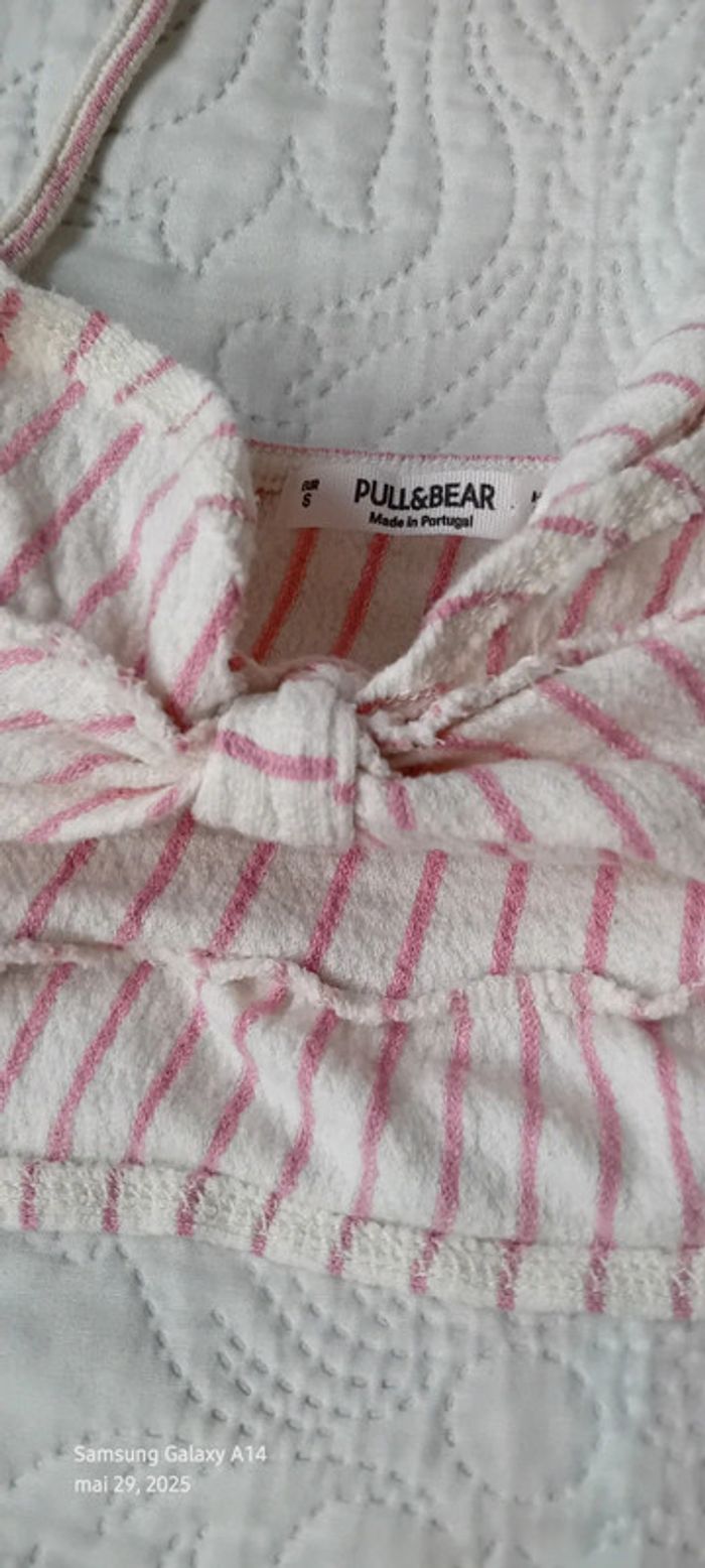 Brassière fines bretelles avec noeud à rayures roses femme S pull & bear - photo numéro 16