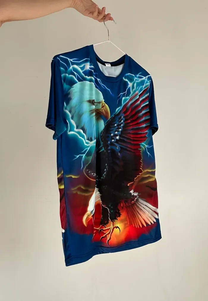 T shirt dessin aigle USA à motifs kitsch taille M - photo numéro 2