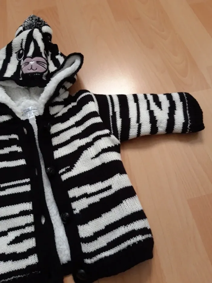 Magnifique veste "zèbre" doublée à capuche - photo numéro 3