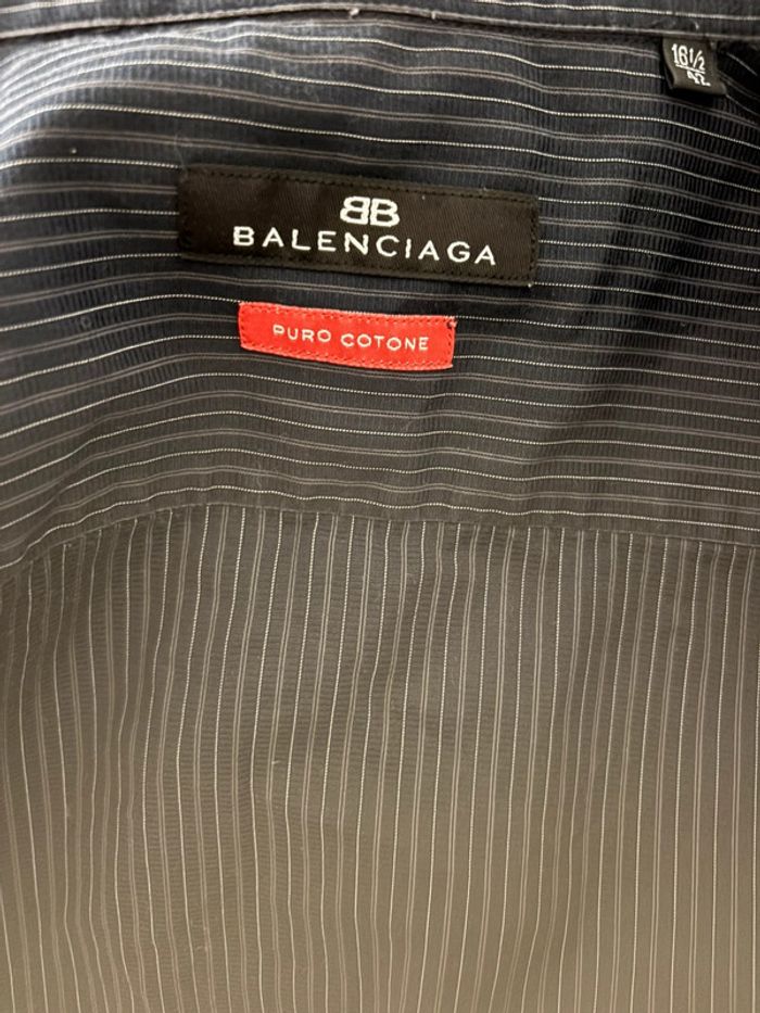 Chemise Balenciaga noire à rayures - Taille 42 - Excellent état - photo numéro 12