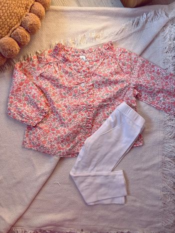 Ensemble blouse à fleur tex et legging 18 mois