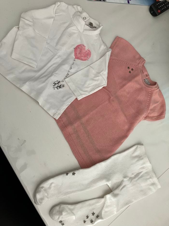 Ensemble robe collant tee shirt manches longues 6 mois fille
