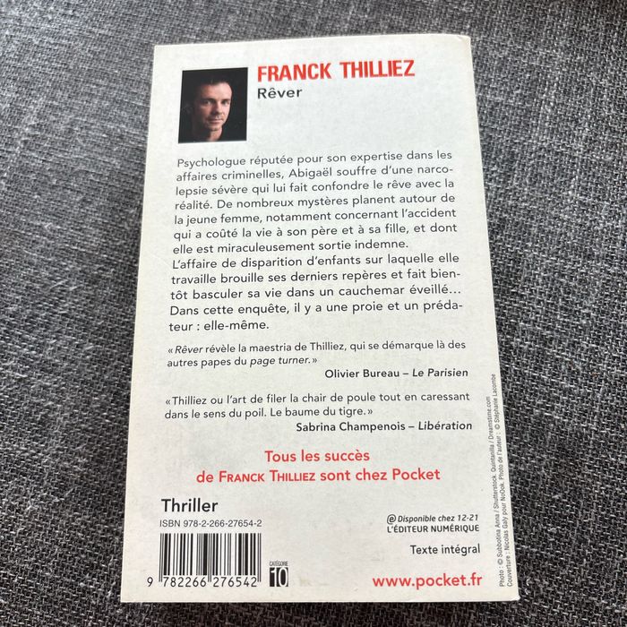 Livre Franck Thilliez « rêver » - photo numéro 2
