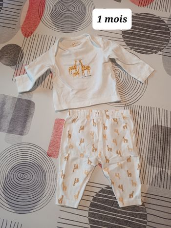 Ensemble Tenue girafe 🦒 mixte Taille 1 mois