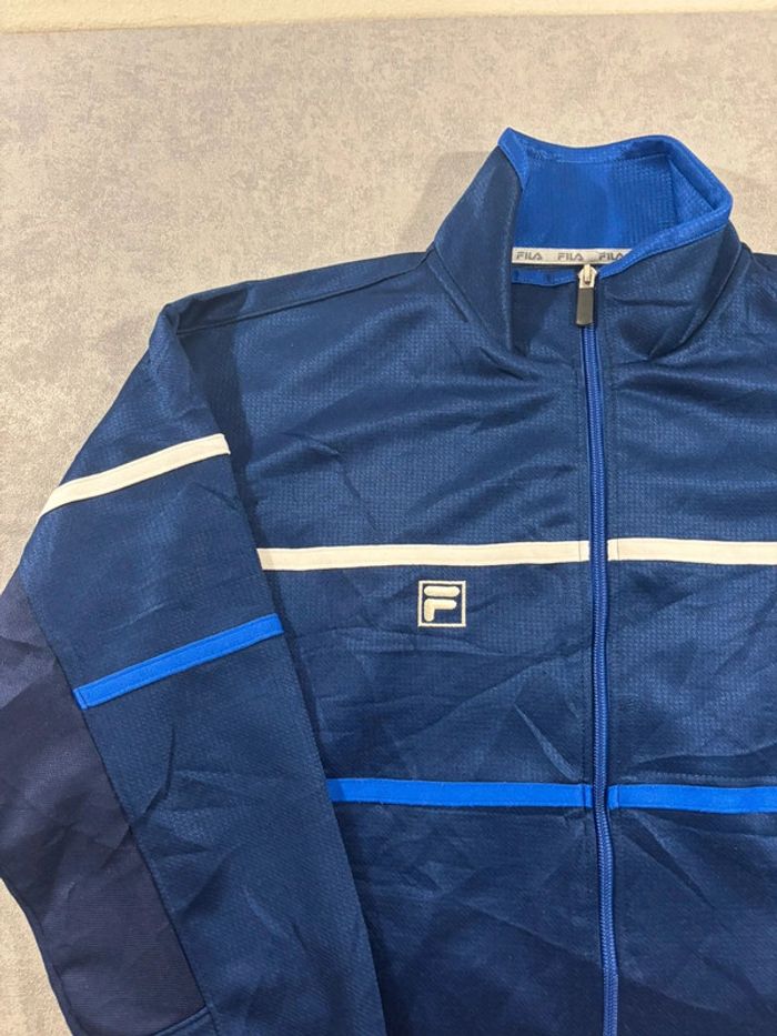 Veste - Track Jacket Fila Vintage brodé Bleu marine taille S - photo numéro 2