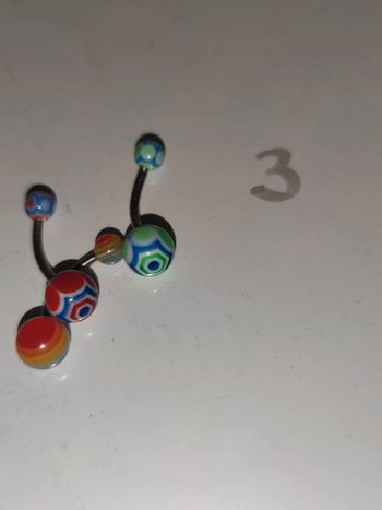 Lot de 3 piercings nombril acrylique et acier chirurgical