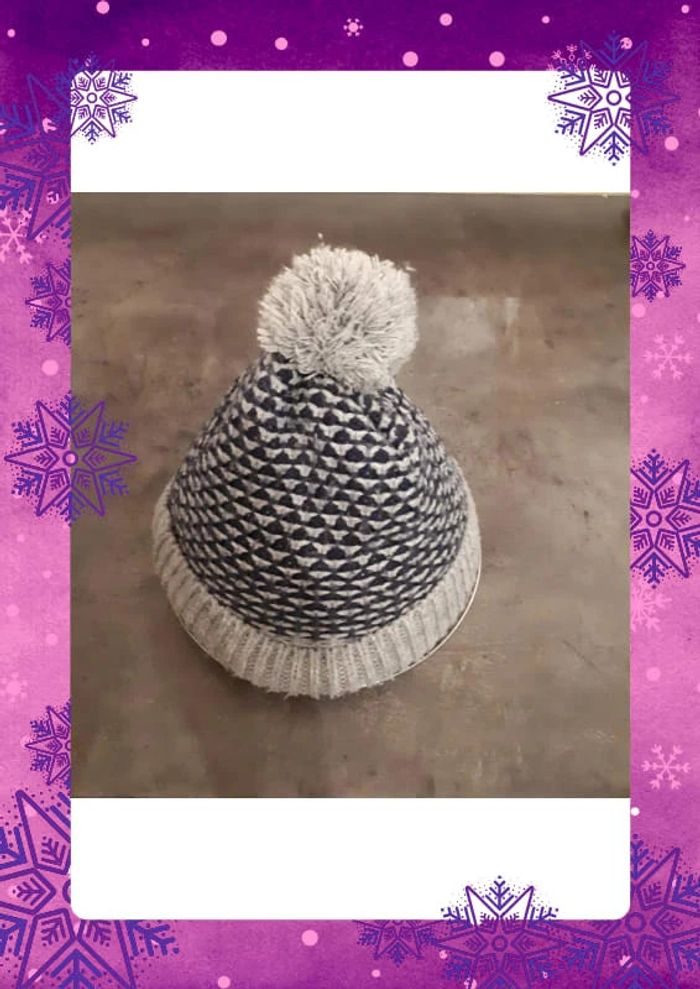 Bonnet bleu gris taille 6/8ans