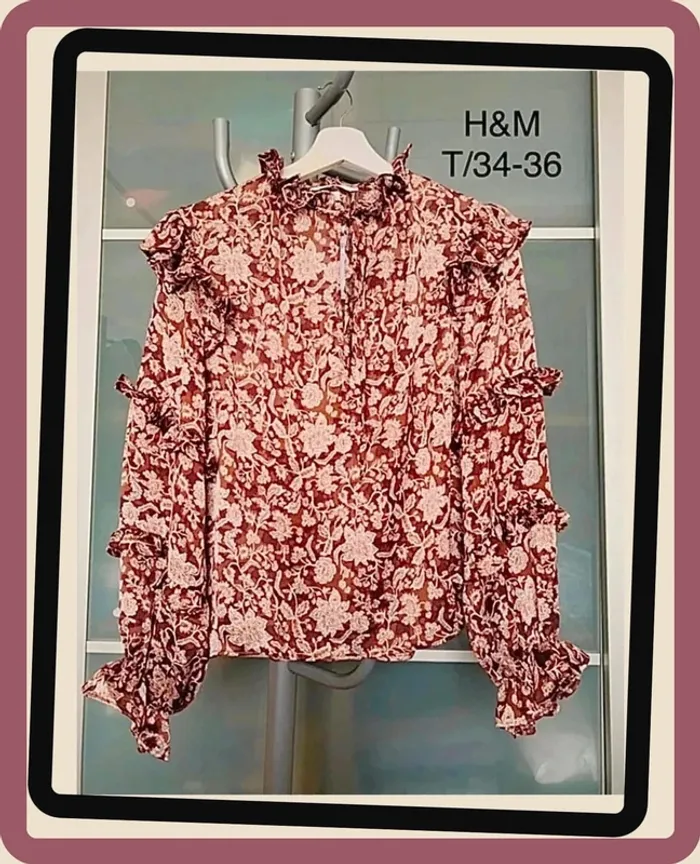 Magnifique blouse imprimée florale à volants neuve H&M T/34-36
