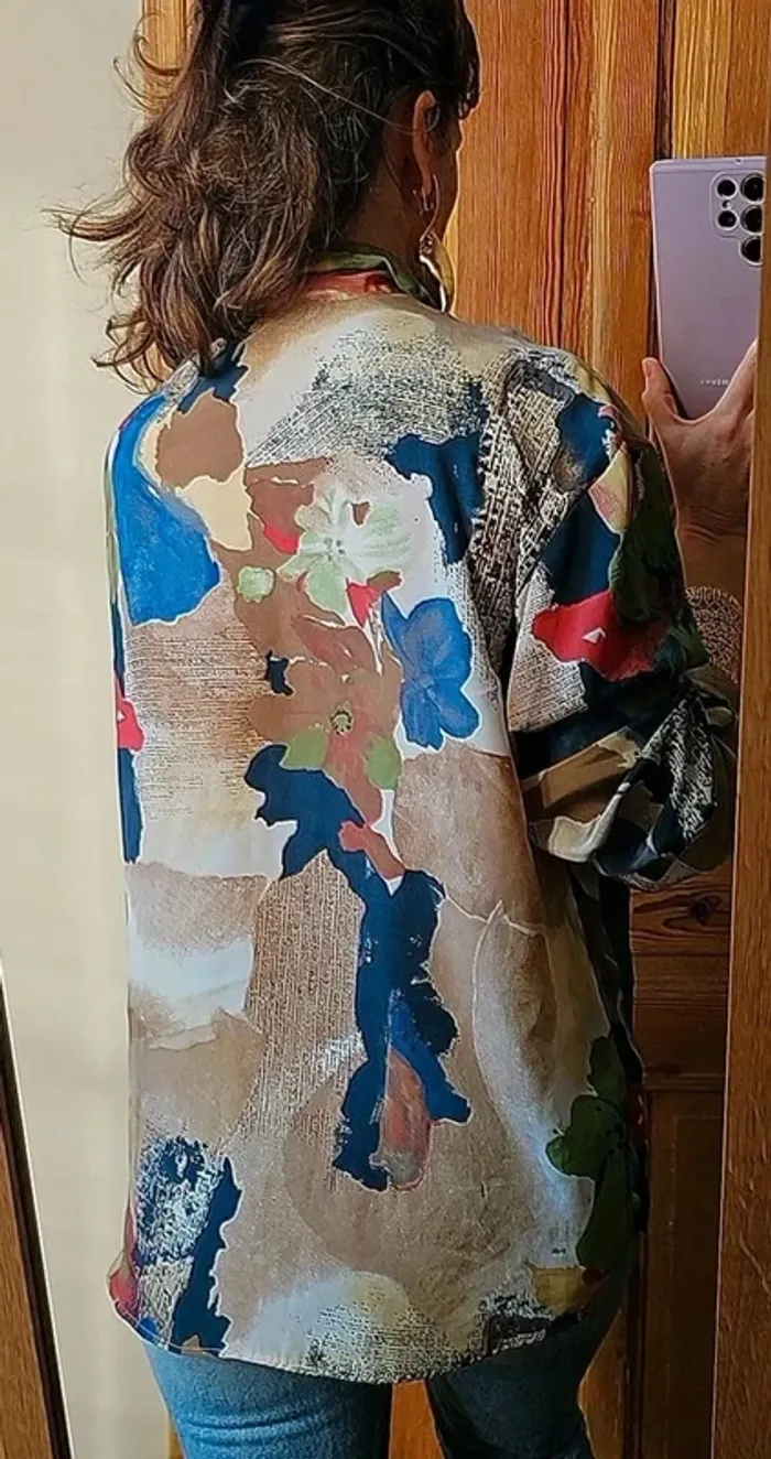 Blouse chemisier vintage multicolore - photo numéro 4