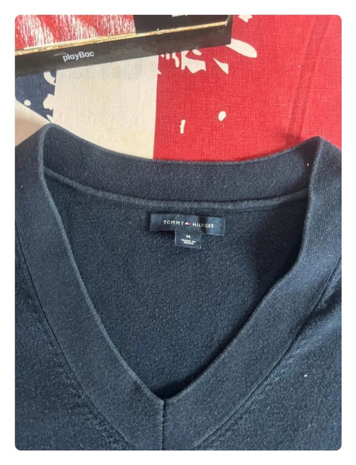 Sweat Tommy Hilfiger taille M bleu marine col V - photo numéro 3