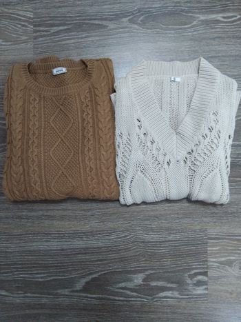 Lot pull femme 36 camel beige léger