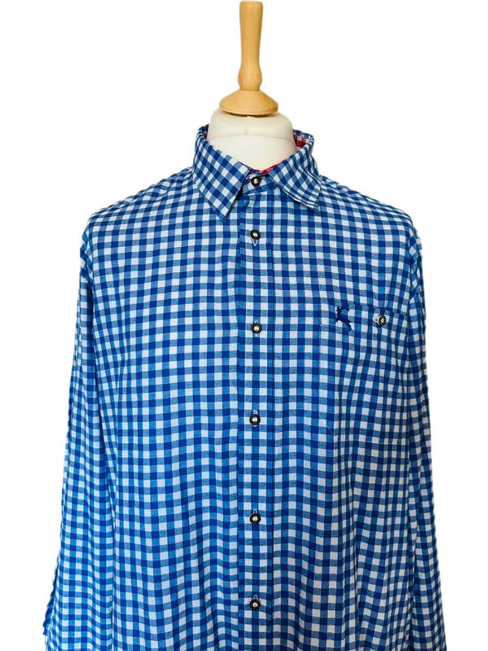 🦋Chemise autrichienne champêtre carreaux Austrian alpine cottagecore blue white checked shirt🦋 - photo numéro 4