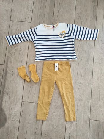 Ensemble fille jaune et bleu 18/24m