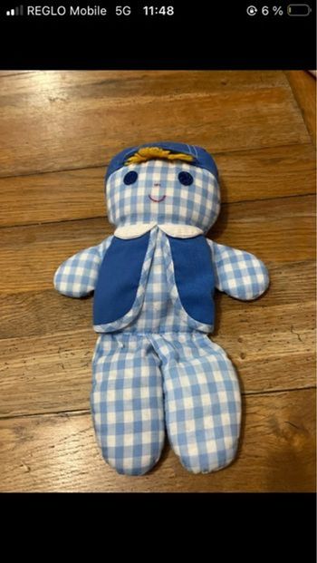 Peluche Fisher price bleu bonhomme 1977
