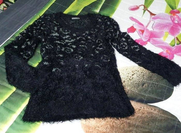 Beau pull noir et gris argenté à poils Yessica 38/40 - photo numéro 5