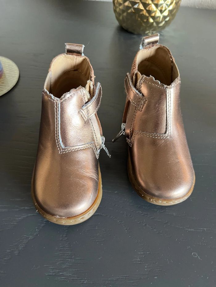 Bottines bébé filles or rose 22 - photo numéro 4