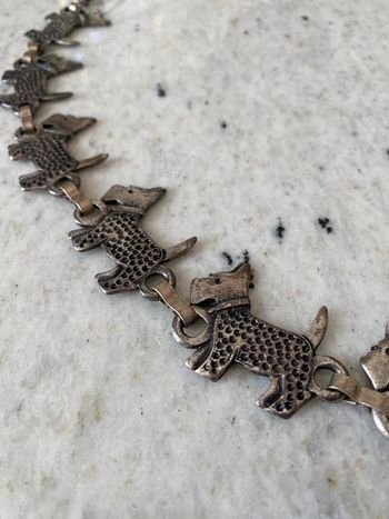 Ceinture chaîne en métal petits chiens vintage