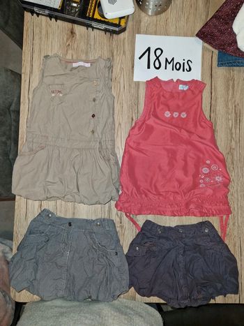 Lot robe et jupe fille 18 mois