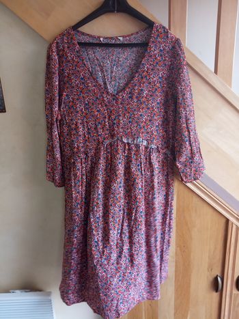 Jolie Robe colorée Manches 3/4 Taille L - Comme Neuve