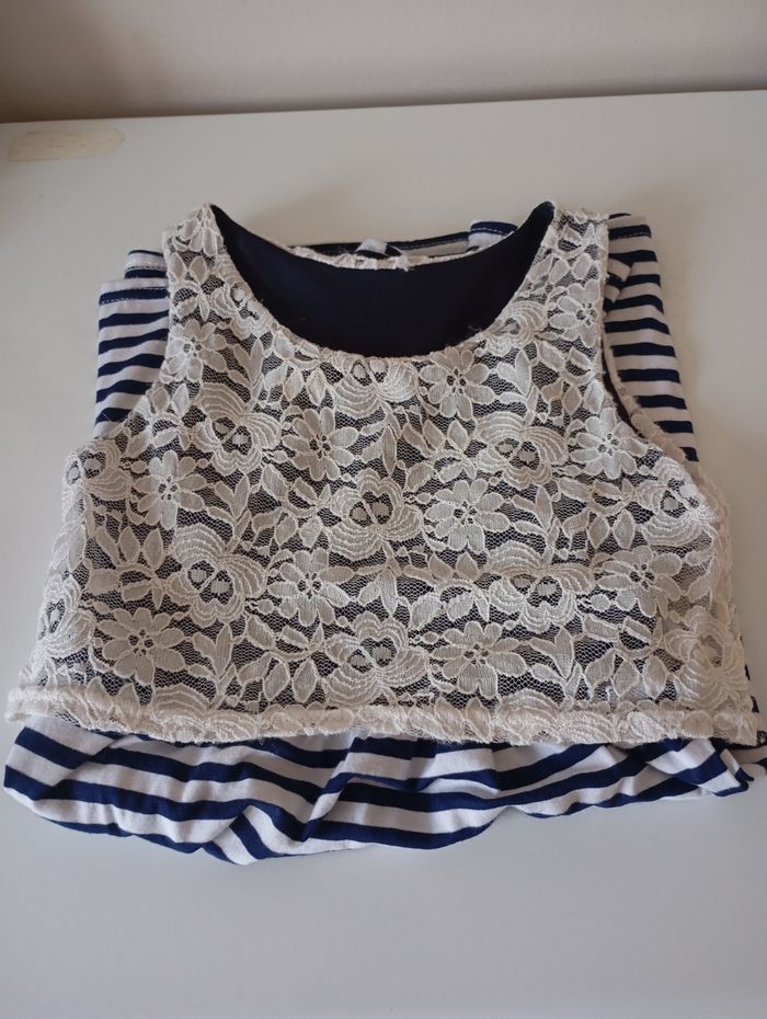 Robe  sans manches, 8 ans, marine /dentelle/dentelle. Très bon état - photo numéro 5
