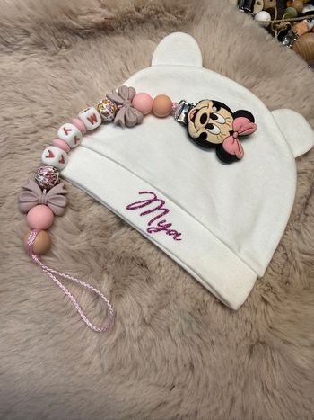 Attache tétine Minnie plus bonnet de naissance 