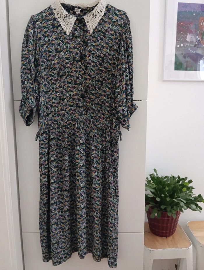 Robe vintage viscose à fleurs taille 46
