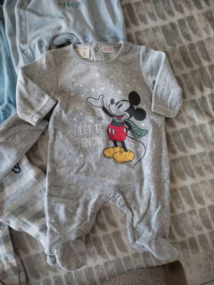 Pyjama grenouillère gris bleu Disney Mickey Zara 1 mois - photo numéro 5