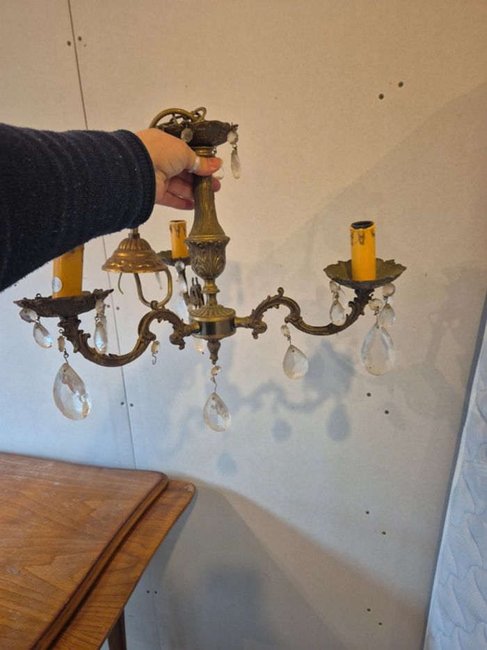 suspension ou luminaire vintage a pampilles - photo numéro 7