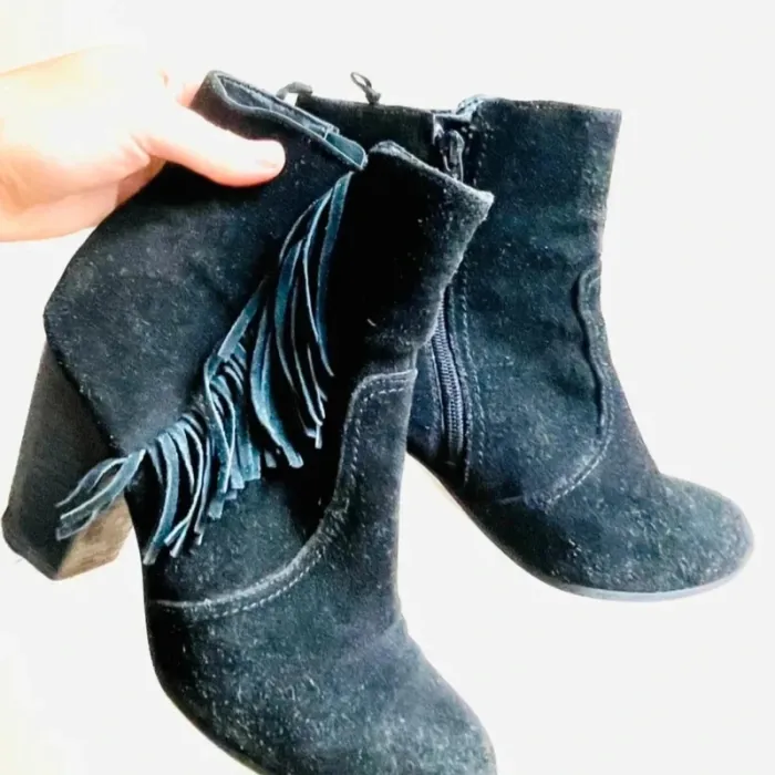 Sublime bottines noir en cuir à talon taille 40 avec frange shoes - photo numéro 6