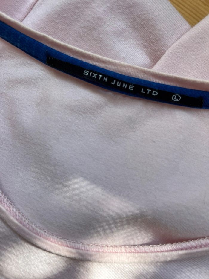 T-shirt coton rose pastel motifs United Kingdom Sixth June - photo numéro 5