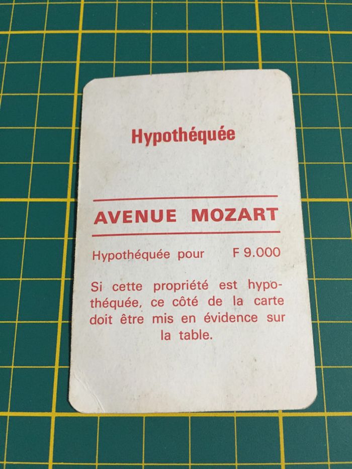 Carte Avenue Mozart pièce détachée Monopoly Miro Parker company #A63 - photo numéro 2