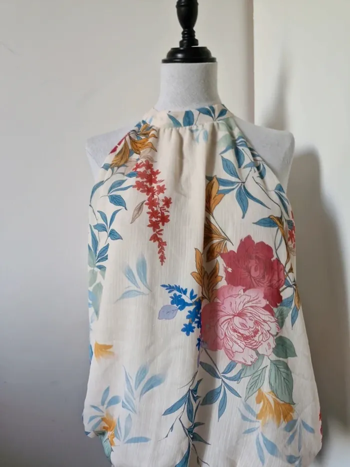 Blouse fleurie Esprit – Taille L – neuve - photo numéro 3