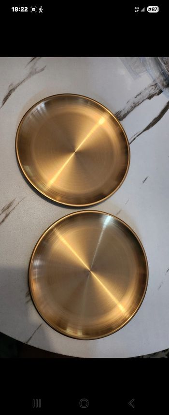 2 assiette plateaux acier inoxydable