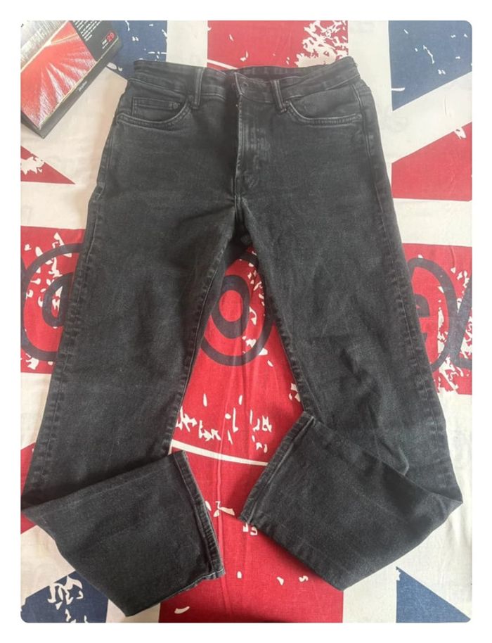 Jeans H&M taille 40 noir chiné regular fit coupe droite - photo numéro 2